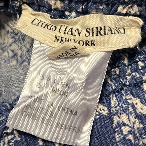 Christian Siriano Blue/Cream Rayon/Linen Blend baggy crop pants  size small - Picture 7 of 9